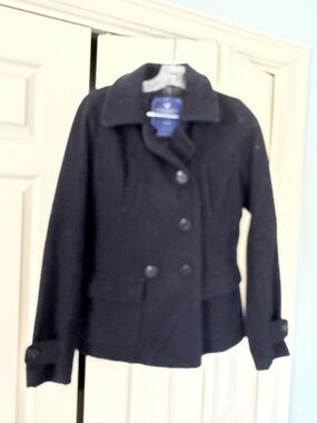 American Eagle Outfitters Navy Double-Breasted Peacoat